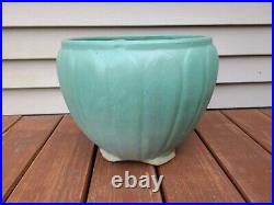 Antique Zanesville Stoneware Large Matte Green Glazed Pot Jardiniere