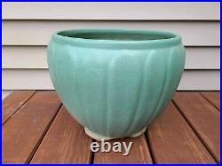 Antique Zanesville Stoneware Large Matte Green Glazed Pot Jardiniere