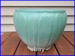 Antique Zanesville Stoneware Large Matte Green Glazed Pot Jardiniere