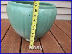 Antique Zanesville Stoneware Large Matte Green Glazed Pot Jardiniere