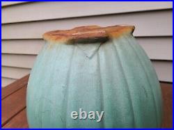 Antique Zanesville Stoneware Large Matte Green Glazed Pot Jardiniere