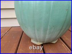 Antique Zanesville Stoneware Large Matte Green Glazed Pot Jardiniere