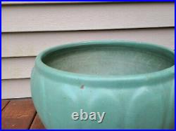 Antique Zanesville Stoneware Large Matte Green Glazed Pot Jardiniere