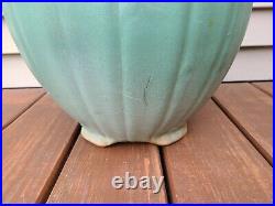 Antique Zanesville Stoneware Large Matte Green Glazed Pot Jardiniere