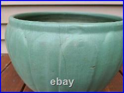 Antique Zanesville Stoneware Large Matte Green Glazed Pot Jardiniere