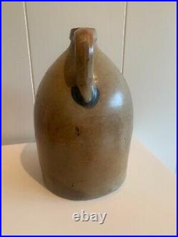 Antique cowden & Wilcox 2 gallon stoneware jug bellflower cobalt decoration