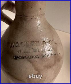 Antique half gallon stoneware jug in very good condition. Walker and Co. Boston