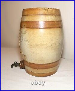 Antique handmade stoneware saltglaze pottery Royal Doulton gin keg dispenser jug