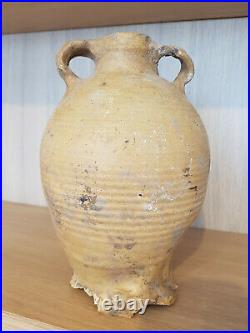 Antique medieval pottery jug 14th century Siegburg stoneware German earthenware