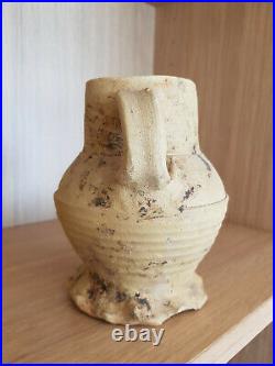 Antique medieval pottery jug 15th century Siegburg stoneware gothic earthenware