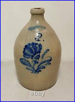 Antique stoneware 2 gallon John Burger Rochester ovoid jug strong cobalt blue
