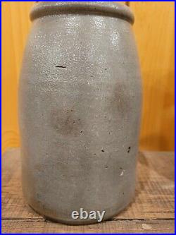 Antique stoneware crock cobalt blue 1/2 gal wax sealer
