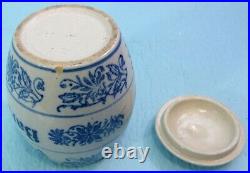 BRUSH McCOY BLUE & WHITE STENCILED WILDFLOWER BARLEY POTTERY-STONEWARE CANISTER