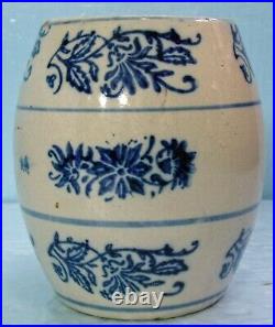 BRUSH McCOY BLUE & WHITE STENCILED WILDFLOWER BLANK POTTERY-STONEWARE CANISTER