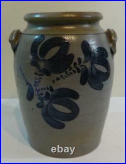 Beautiful Antique 4 Gal. Stoneware Crock Heavily Decorated