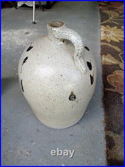 Beautiful Large 14 inch tall Alkaline Glazed Alabama Jug Green turkey Drops