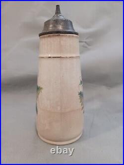 Bennett's Patent Syrup Pitcher WithPewter Lid ca 1873 Antique American Stoneware