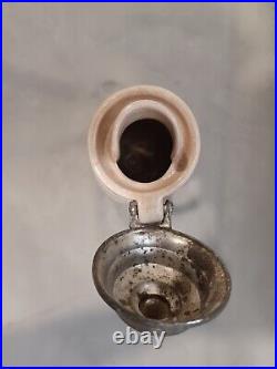 Bennett's Patent Syrup Pitcher WithPewter Lid ca 1873 Antique American Stoneware