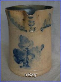 Blue Decorated Stoneware 1/2 Gal. PITCHER Pennsylvania VERY UNUSUAL SHAPE
