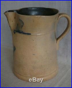 Blue Decorated Stoneware 1/2 Gal. PITCHER Pennsylvania VERY UNUSUAL SHAPE