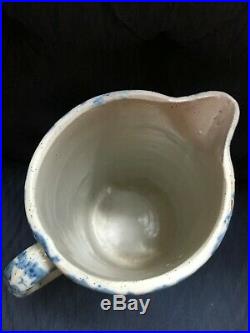 Blue Spongeware Spatterware Stoneware Pitcher Antique