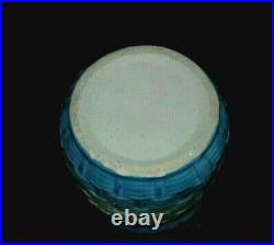 Blue & White SALT Canister Basketweave & Morning Glory Stoneware Salt Glaze