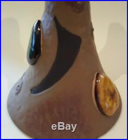 Bretby vintage Art Nouveau antique bronze glaze ewer jug vase with Ruskin stones