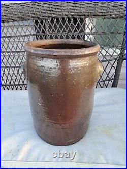 Brown Antique Salt Glaze Stoneware Crock Jar