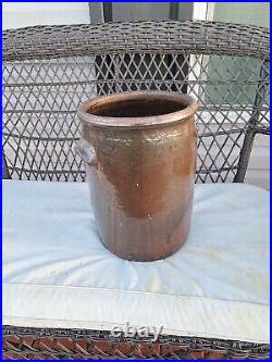 Brown Antique Salt Glaze Stoneware Crock Jar