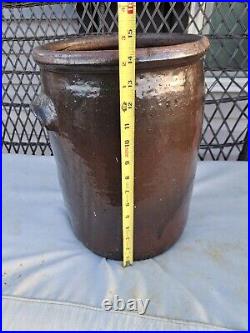 Brown Antique Salt Glaze Stoneware Crock Jar