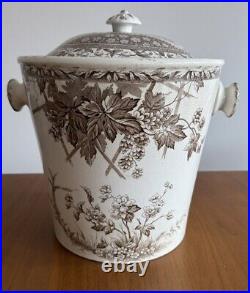 Burgess & Leigh Brown Transferware Antique English Slop Bucket 1800s Burslem