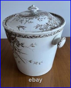 Burgess & Leigh Brown Transferware Antique English Slop Bucket 1800s Burslem