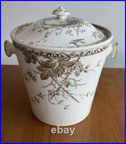 Burgess & Leigh Brown Transferware Antique English Slop Bucket 1800s Burslem