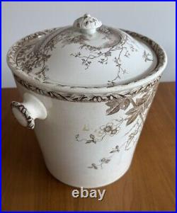 Burgess & Leigh Brown Transferware Antique English Slop Bucket 1800s Burslem