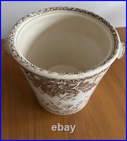 Burgess & Leigh Brown Transferware Antique English Slop Bucket 1800s Burslem