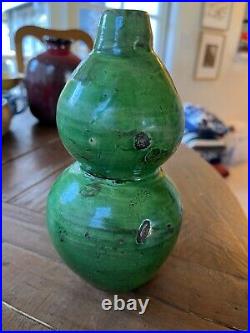 Chinese Antique Stoneware Green Gourd Vase Possibly Shiwan (Shekwan) Ware