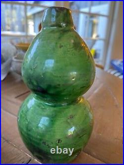 Chinese Antique Stoneware Green Gourd Vase Possibly Shiwan (Shekwan) Ware