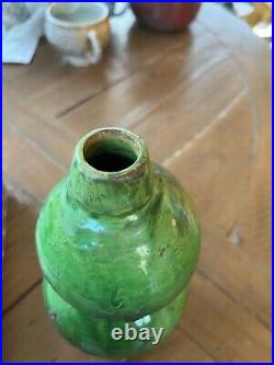 Chinese Antique Stoneware Green Gourd Vase Possibly Shiwan (Shekwan) Ware