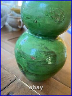 Chinese Antique Stoneware Green Gourd Vase Possibly Shiwan (Shekwan) Ware