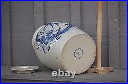 Classic Pottery Work Stoneware Butter Churn Cobalt Blue Heart Marshall TX Signed