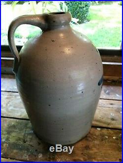 Cobalt Blue Stoneware Jug 14 Inches High 9 Inches Wide