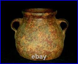 DAN MERCER PARKERSBURG WV Large Spongeware Stoneware Bean Pot