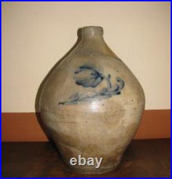 David Roberts Utica NY Salt Glazed Stoneware Ovid Jug 1827-1830