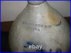 David Roberts Utica NY Salt Glazed Stoneware Ovid Jug 1827-1830