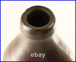 = Ea. 1800's Stoneware Flask Pumpkin Seed Shape Brown Salt or Tin Glaze, RARE