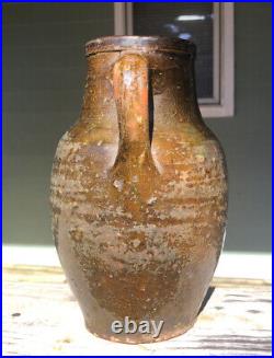 Early 1800s Redware Pitcher Green Glaze North Carolina Or Georgia Not Stoneware