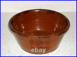 Early (1845 1870) Manganese Sponged Redware 9 Serving Bowl Stoneware Haig PA