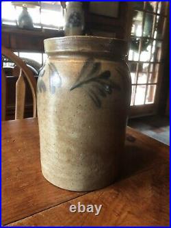 Early Antique Widemouth Decorated Stoneware Jar