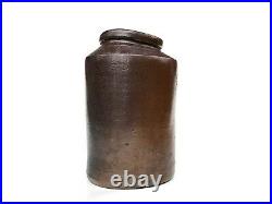 Early Stoneware Crock with Manganese Glaze Antique Half Gallon Jar