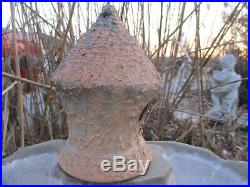 Evans Pottery Dexter, Mo. Beautiful Textured Domed Birdhouse Old Blue Paint